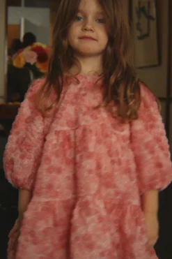 ALLY LONG SLEEVE FLOWER DRESS - veiled rose