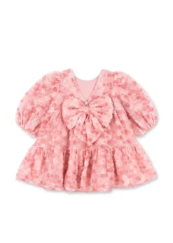 ALLY LONG SLEEVE FLOWER DRESS - veiled rose
