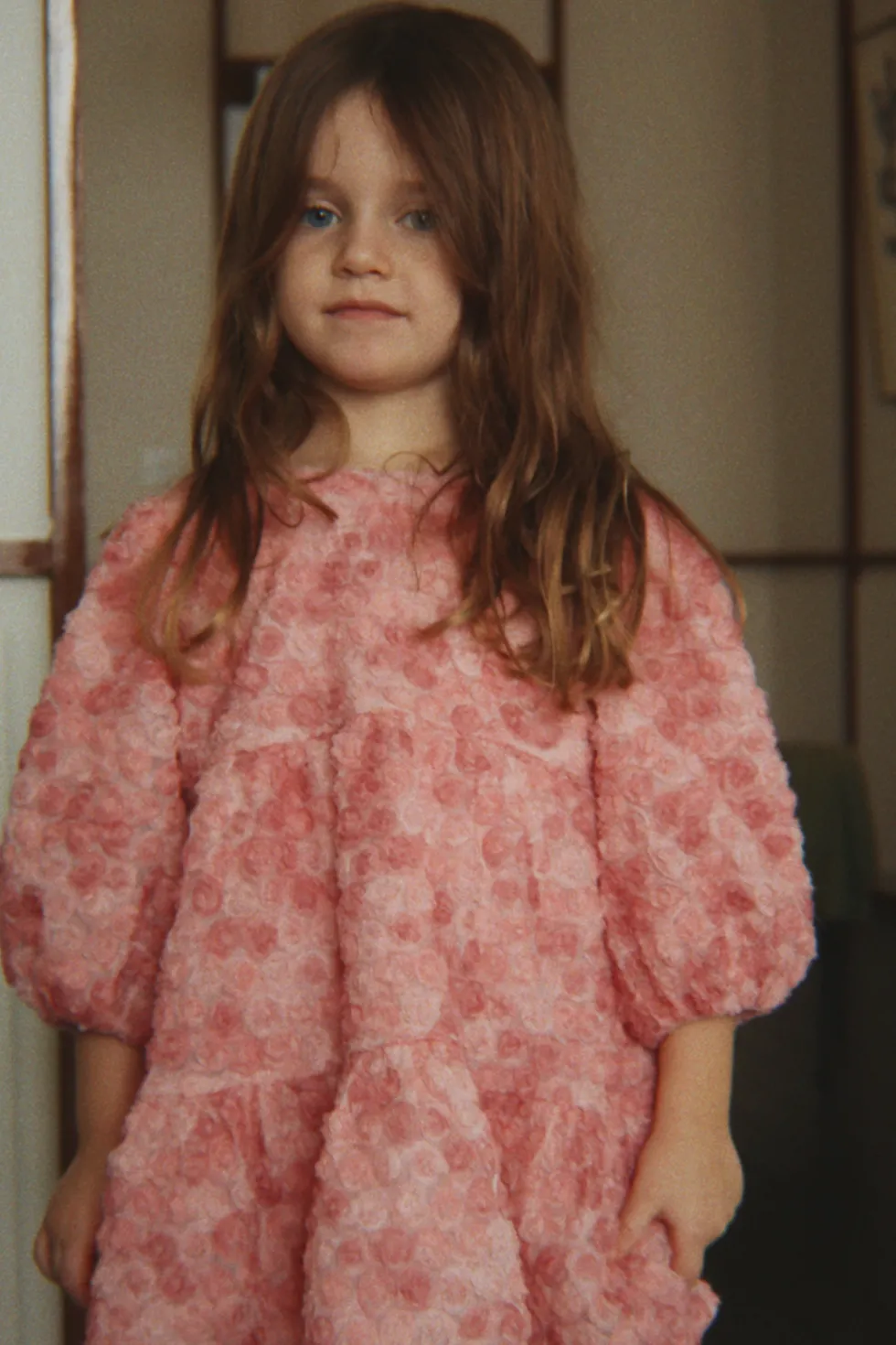 ALLY LONG SLEEVE FLOWER DRESS - veiled rose