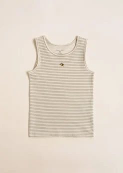 BASIC 2 PACK BOY TANKTOP GOTS - tea stripe/buttercream