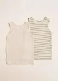 BASIC 2 PACK BOY TANKTOP GOTS - tea stripe/buttercream