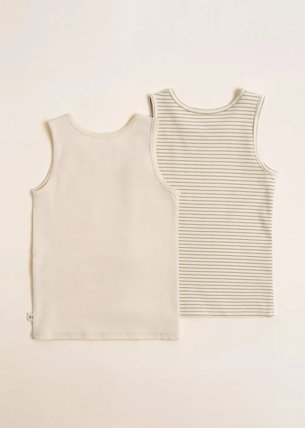 BASIC 2 PACK BOY TANKTOP GOTS - tea stripe/buttercream