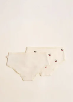 BASIC 2 PACK GIRL UNDERPANTS GOTS - cherry/pearled ivory