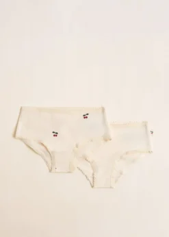 BASIC 2 PACK GIRL UNDERPANTS GOTS - cherry/pearled ivory
