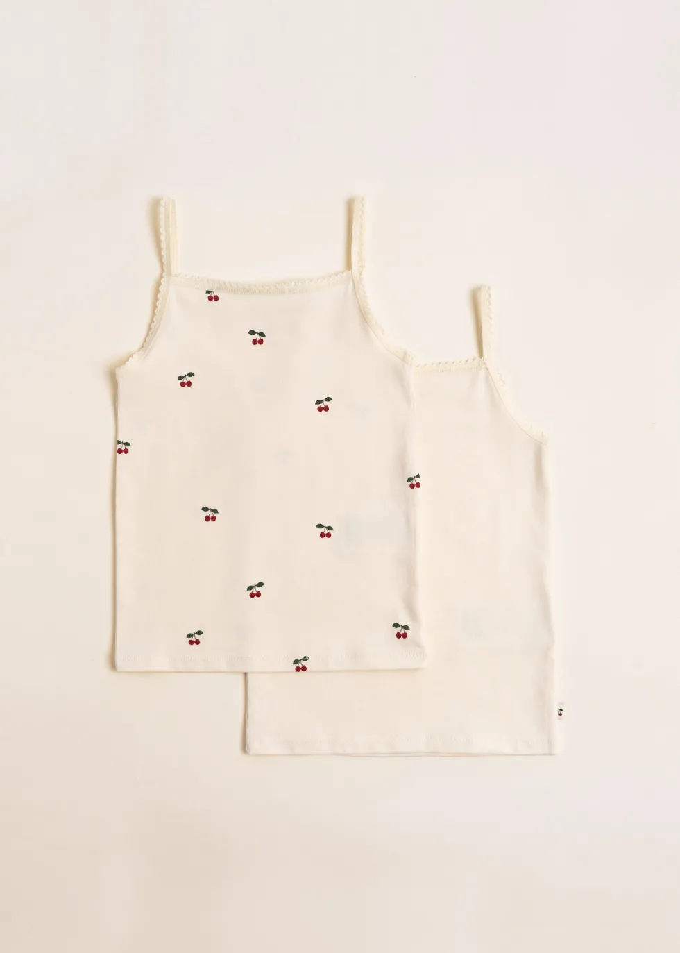 BASIC 2 PACK STRAP TOPS GOTS - cherry/pearled ivory