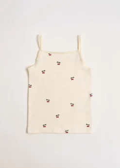 BASIC 2 PACK STRAP TOPS GOTS - cherry/pearled ivory