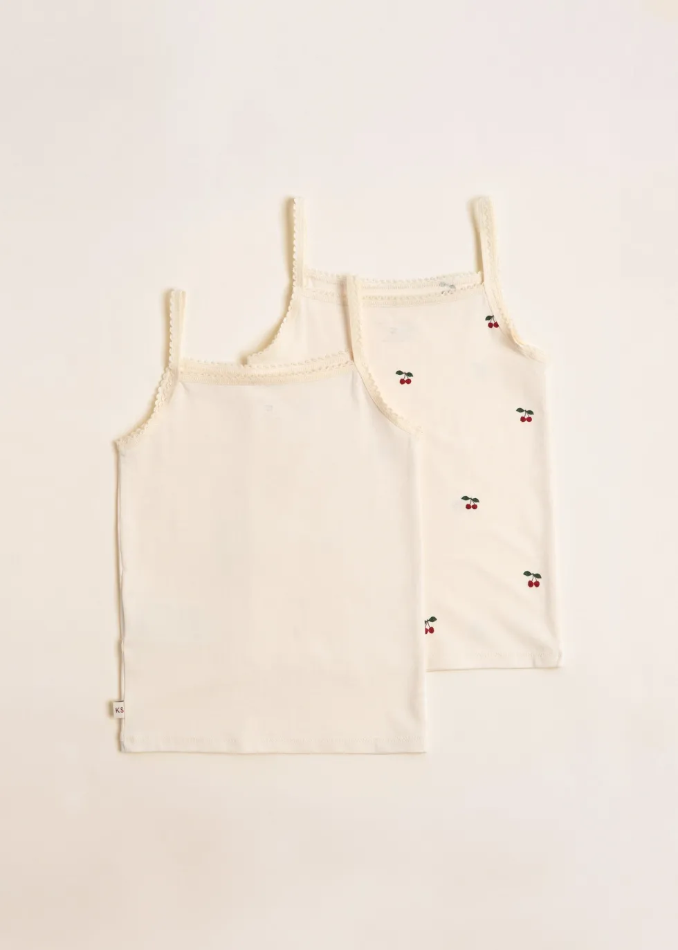 BASIC 2 PACK STRAP TOPS GOTS - cherry/pearled ivory
