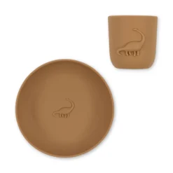 dino kop og tallerken - almond
