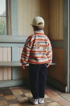 Jody Teddyjakke - tangerine stripe