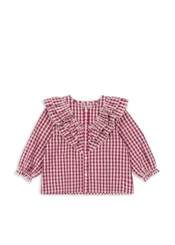 Kim bluse - sangria/butter check