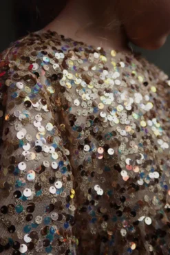 Lila kjole - gold glitter