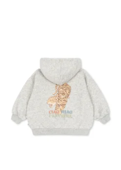 LOU ZIP HÆTTETRØJE - grey melange