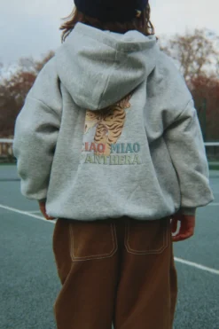 LOU ZIP HÆTTETRØJE - grey melange