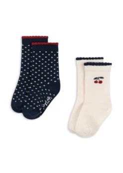 2 PACK CHERRY DOT SOCKS - cherry mix