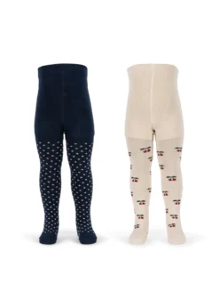 2 PACK CHERRY DOT TIGHTS - cherry mix