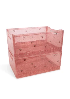 2 PACK GLITTER STORAGE BOX - sparkling blush