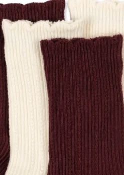 2 PACK POINTELLE SOCKS - bordeaux/off white