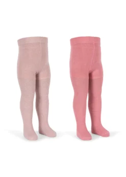 2 PACK RIB GLITTER TIGHTS - rose mix