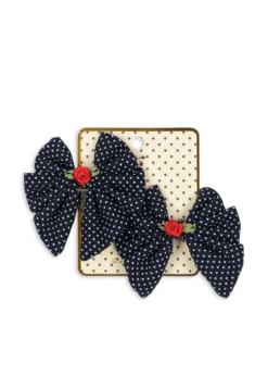 2 PACK ROSE ROUGE BOW HAIR CLIP - dot nuit