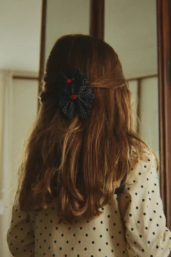 2 PACK ROSE ROUGE BOW HAIR CLIP - dot nuit