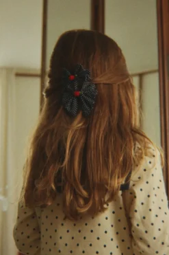 2 PACK ROSE ROUGE BOW HAIR CLIP - dot nuit