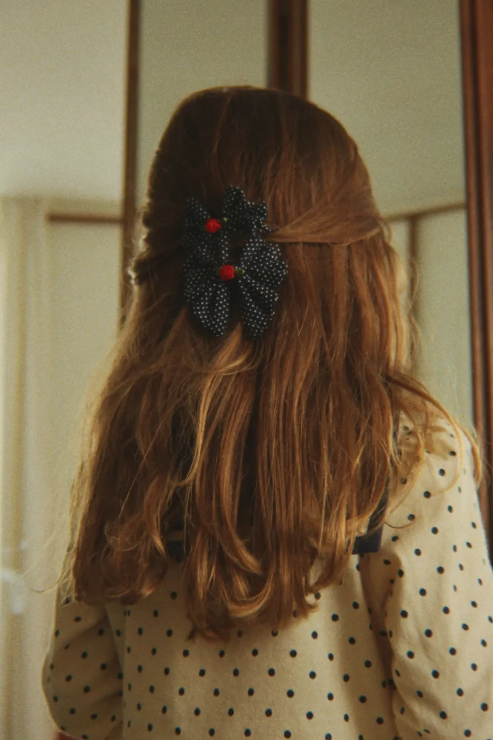 2 PACK ROSE ROUGE BOW HAIR CLIP - dot nuit