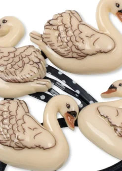 4 PACK SWAN HAIR CLIP AND ELASTIC - swan