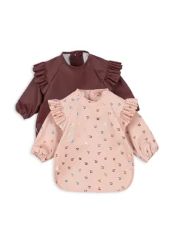 2 Pak Glimmer Hagesmæk med Ærmer - cherry glitter