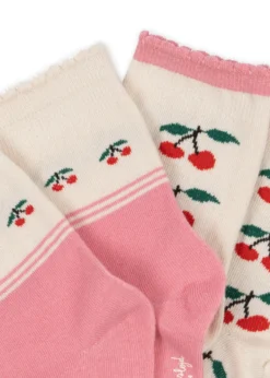 2 PAK JACQUARD SOKKER - cherry mix