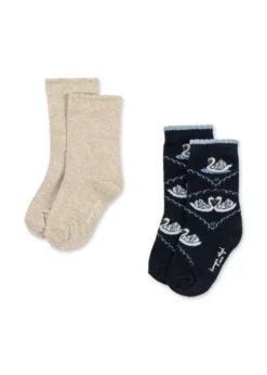 2 PAK JACQUARD SWAN SOKKER - navy/off white