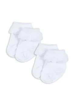 2 Pak Sokker med Flæser - optic white